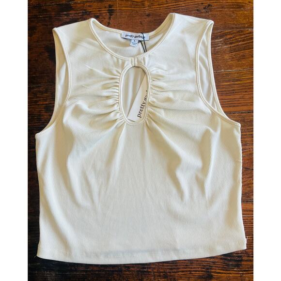 NWT Pretty Garbage Chandon Keyhole Tank Eggnog LARGE - Reg $39 - Picture 4 of 7